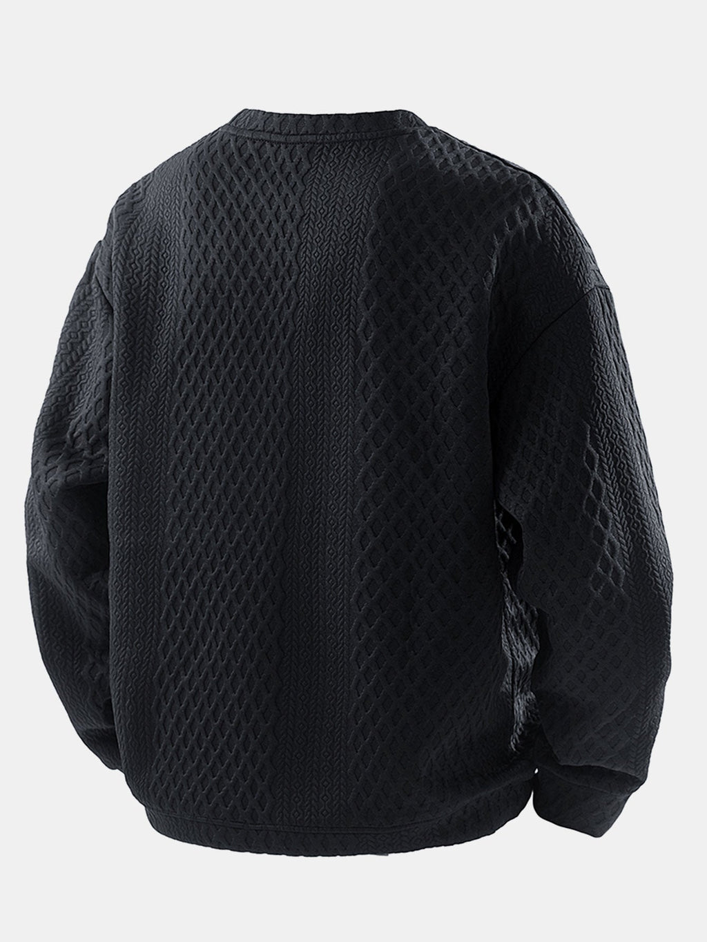 Relax Fit Geometric Jacquard Crew Neck Sweatshirt