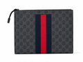 Pochette Gucci GG Supreme à bande Web – Noir Gris