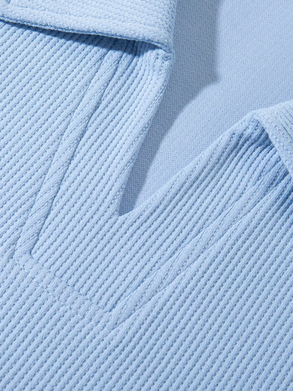 Relax Fit Wffle V Neck Polo Sweatshirt