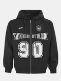 Sudadera con capucha y cremallera con estampado numérico oversize