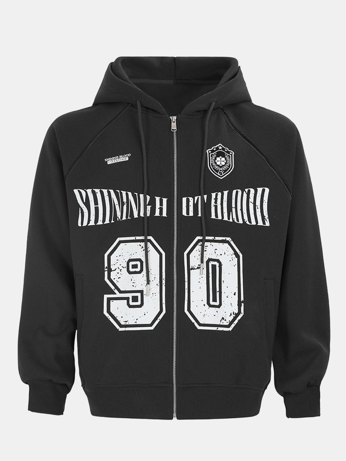 Sudadera con capucha y cremallera con estampado numérico oversize