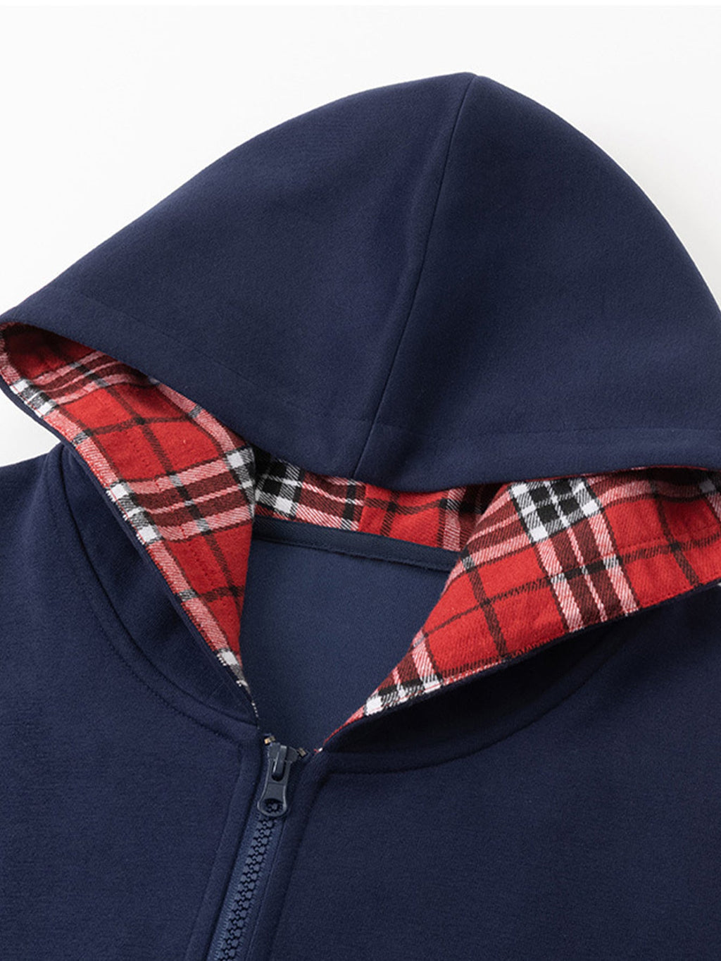 Sudadera 2 en 1 a cuadros con cremallera y bolsillo tipo canguro