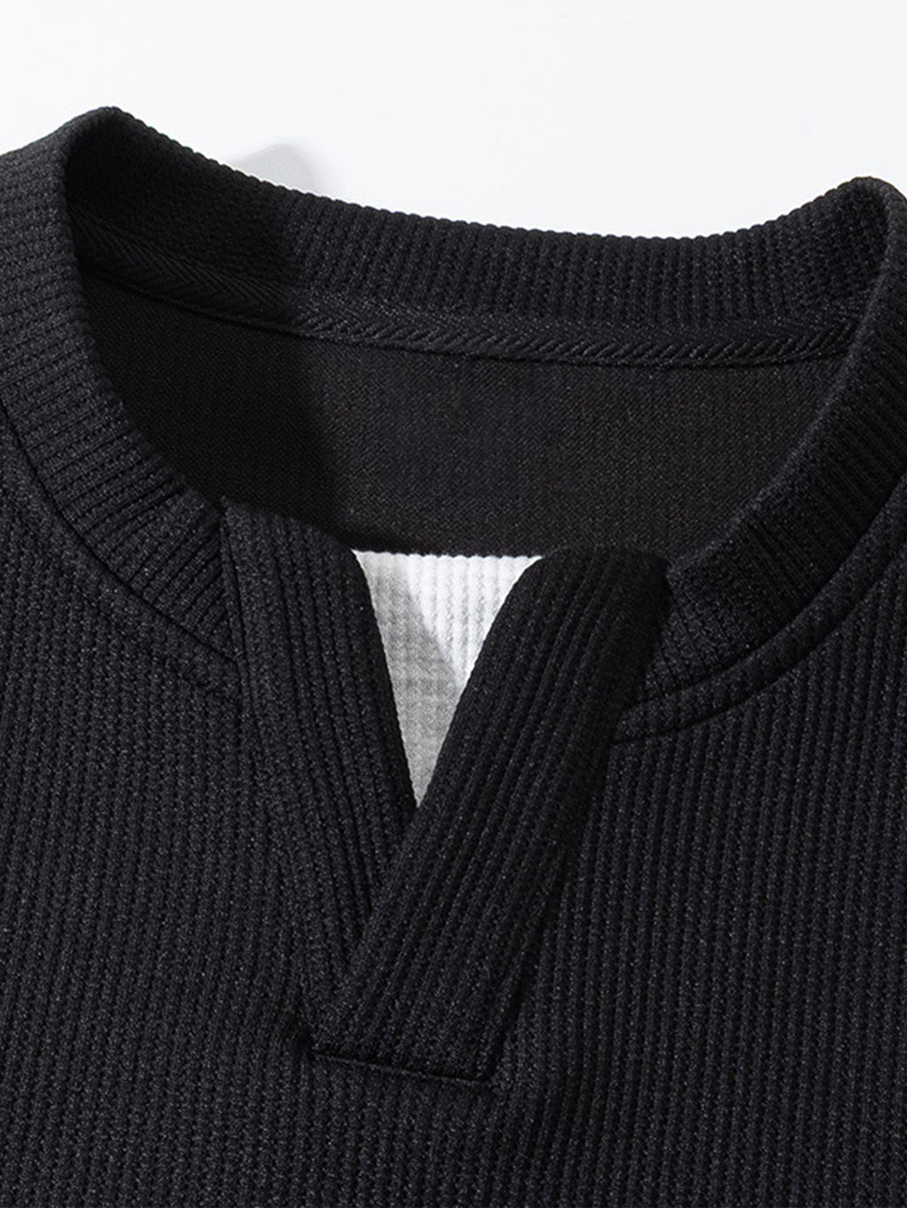 Relax Fit Waffle V Neck Sweatshirt
