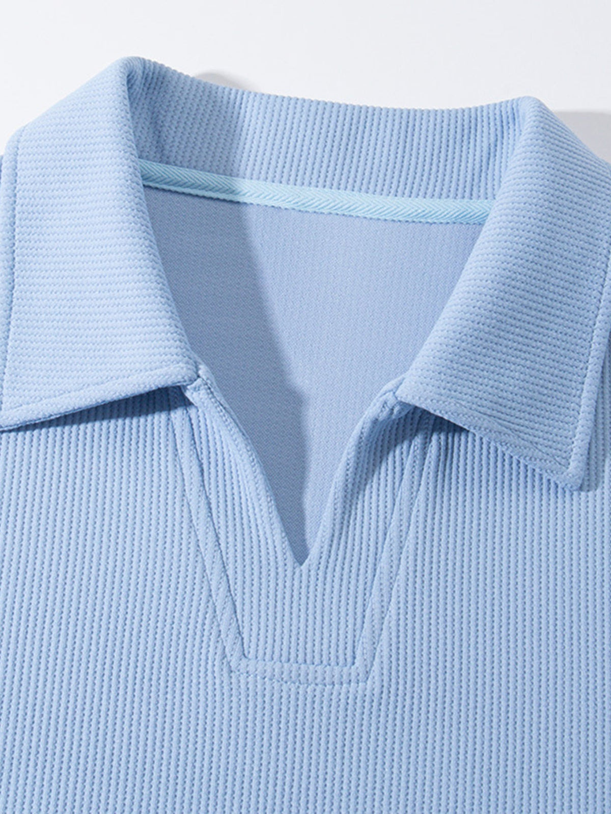 Relax Fit Wffle V Neck Polo Sweatshirt