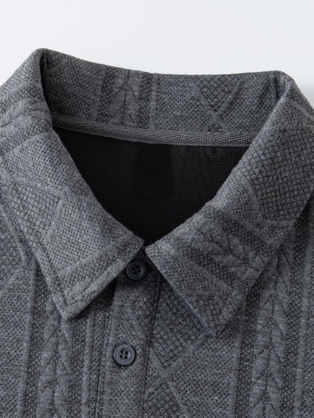 Geometric Jacquard Polo Collar Sweatshirt