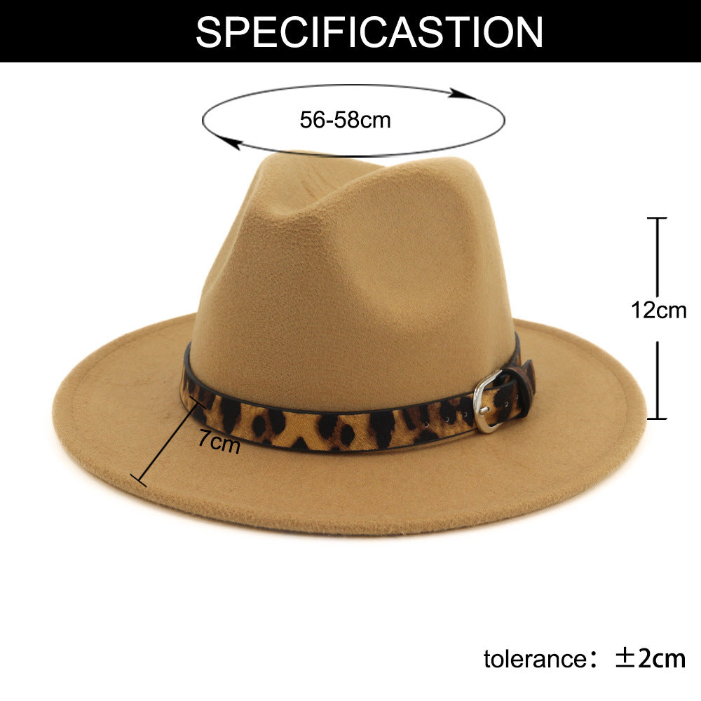 Calloway Felt Fedora Hat with Animal Print Band & Metal Buckle