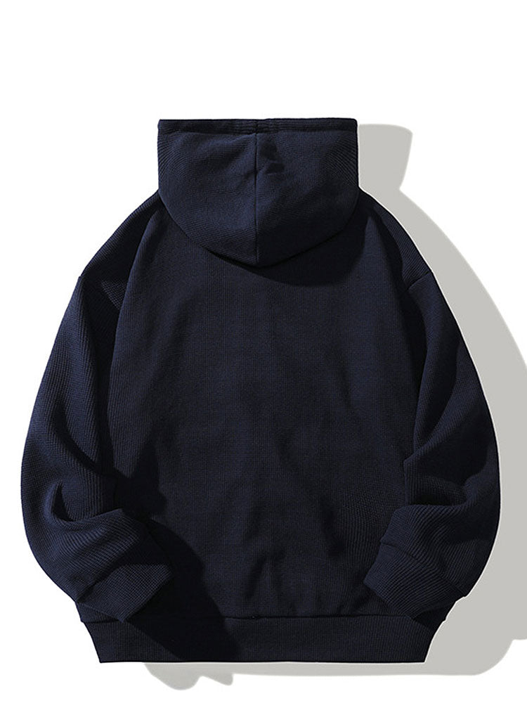 Sweat à capuche zippé en maille gaufrée coupe décontractée