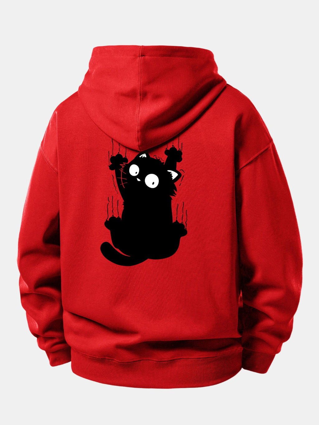 Sweat à capuche coupe décontractée imprimé Chat noir