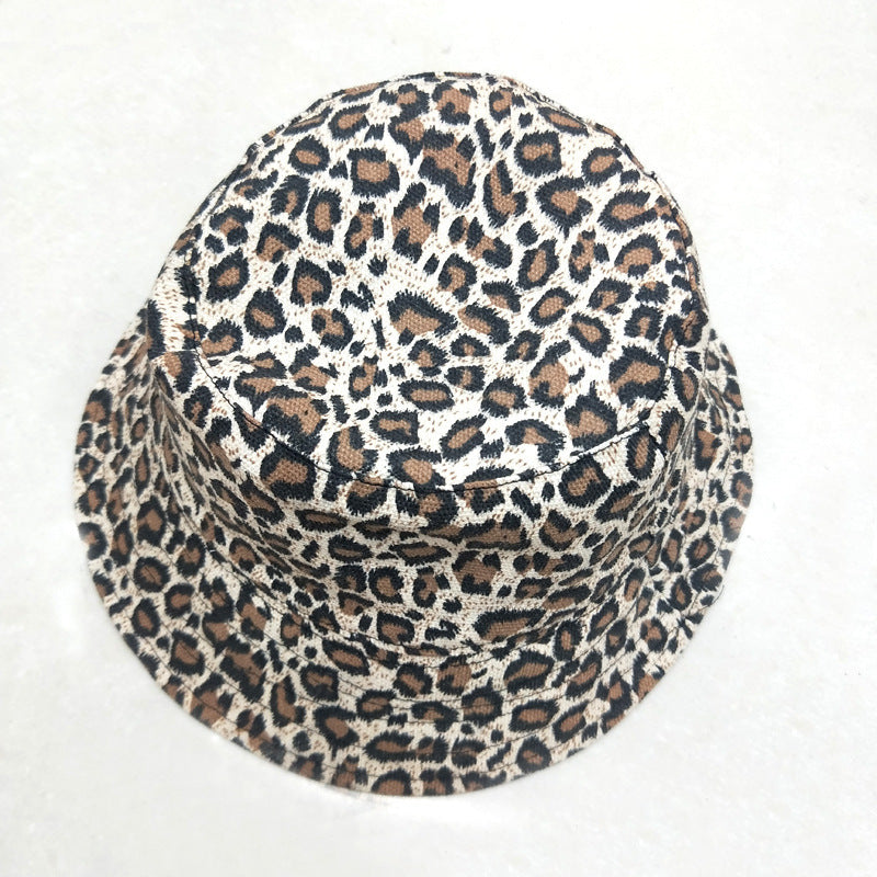 Bob réversible en coton à motif léopard Livingston – Bord large, unisexe
