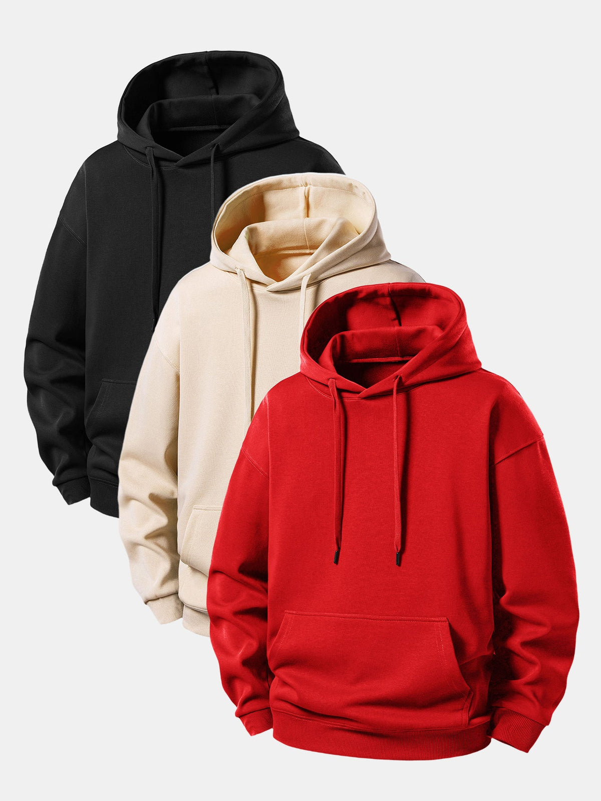 3 Pieces Basic Relax Fit Hoodie