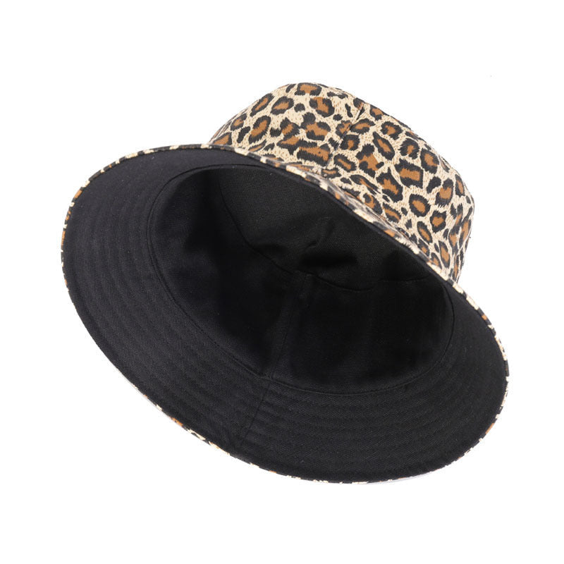 Bob réversible en coton à motif léopard Livingston – Bord large, unisexe