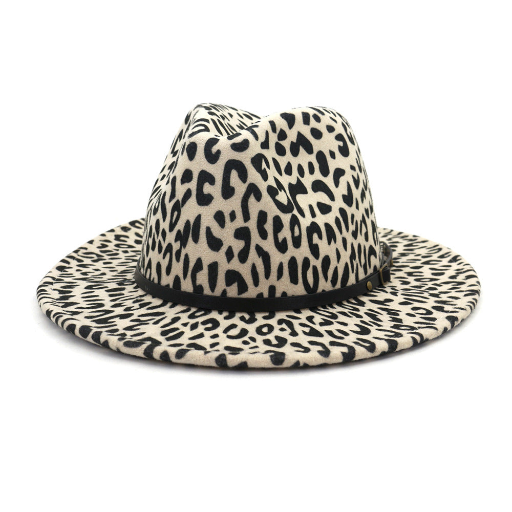Austin Wool Felt Animal Print Fedora Hat, Adjustable