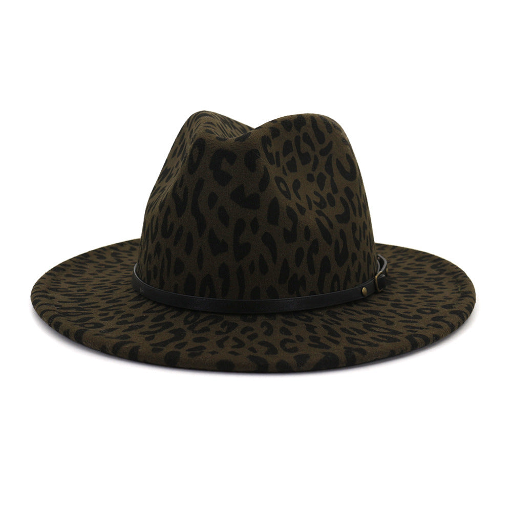 Austin Wool Felt Animal Print Fedora Hat, Adjustable
