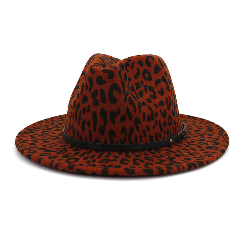 Austin Wool Felt Animal Print Fedora Hat, Adjustable