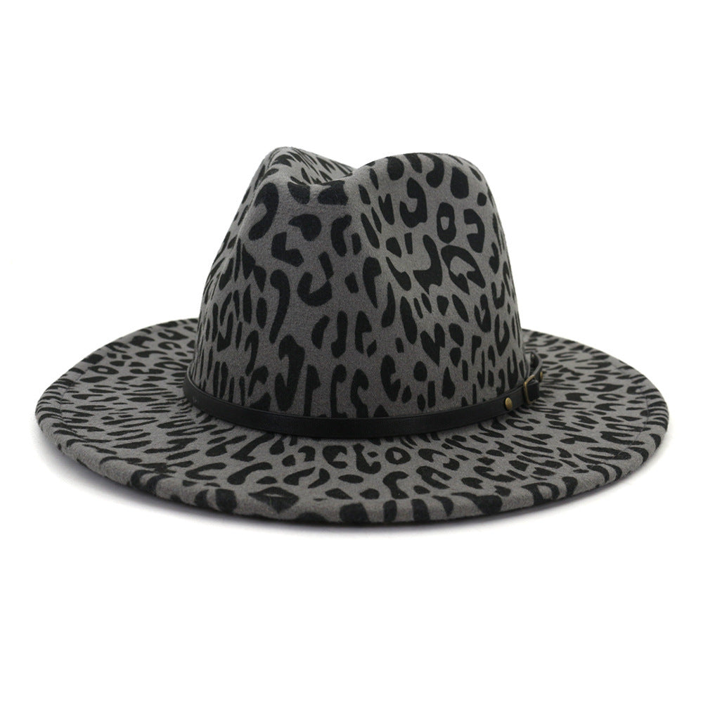 Austin Wool Felt Animal Print Fedora Hat, Adjustable
