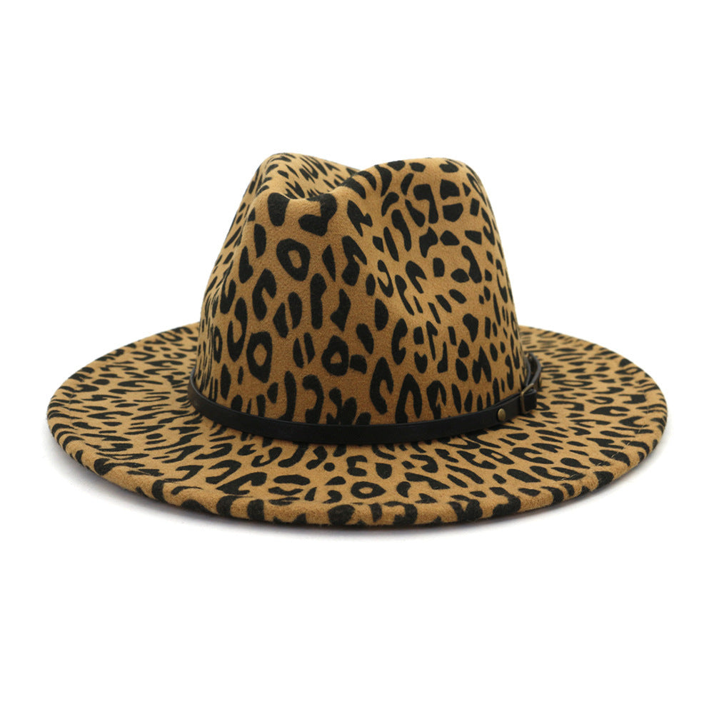 Austin Wool Felt Animal Print Fedora Hat, Adjustable