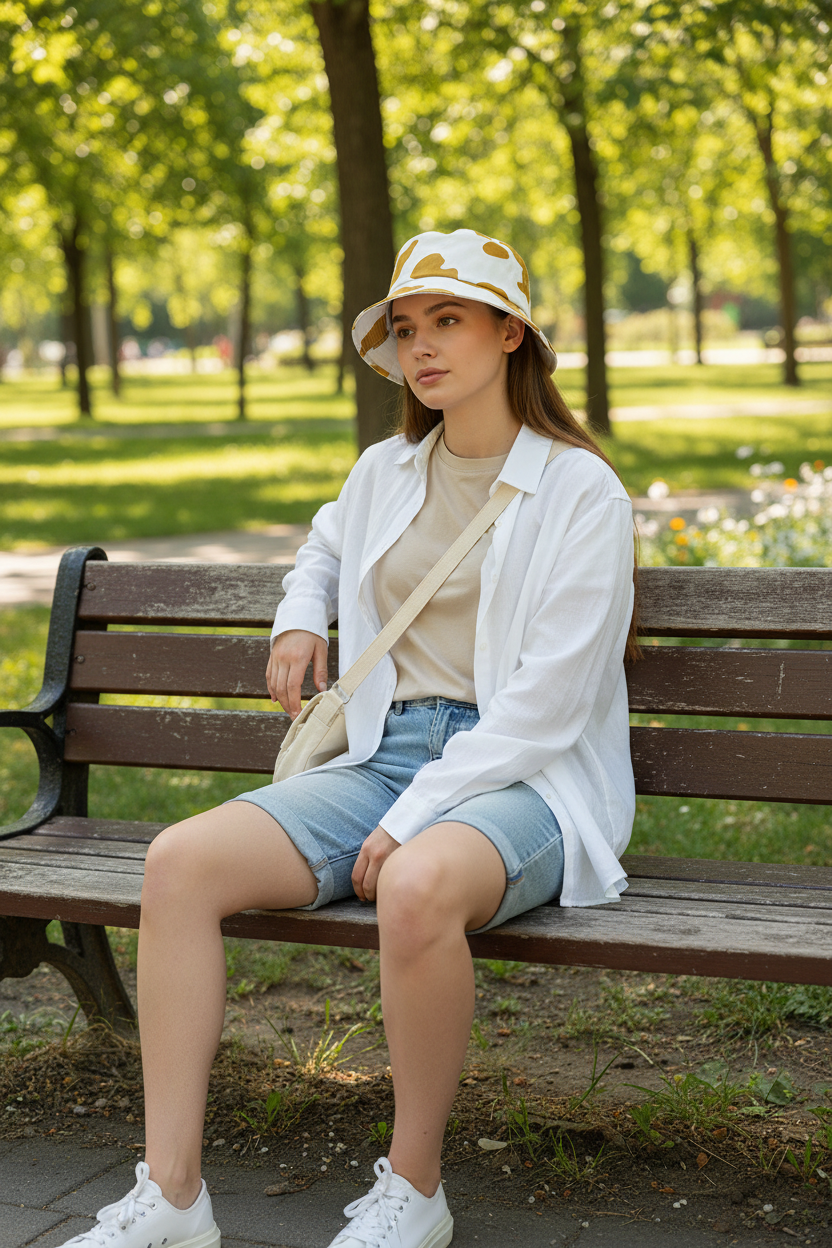 Bob en coton à imprimé vache pour femme Weatherford – Style japonais, toutes saisons