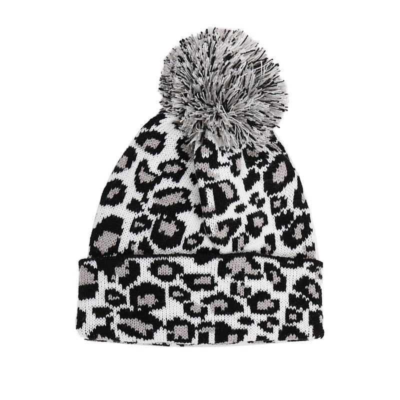 Perkins Wool Leopard Knit Hat with Flat Brim