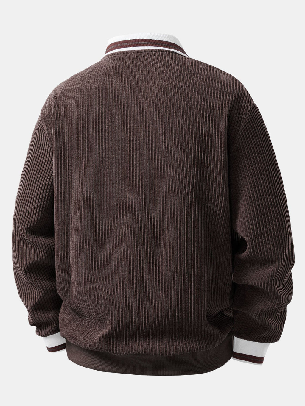 Contrast Trim Johnny Collar Polo Sweatshirt