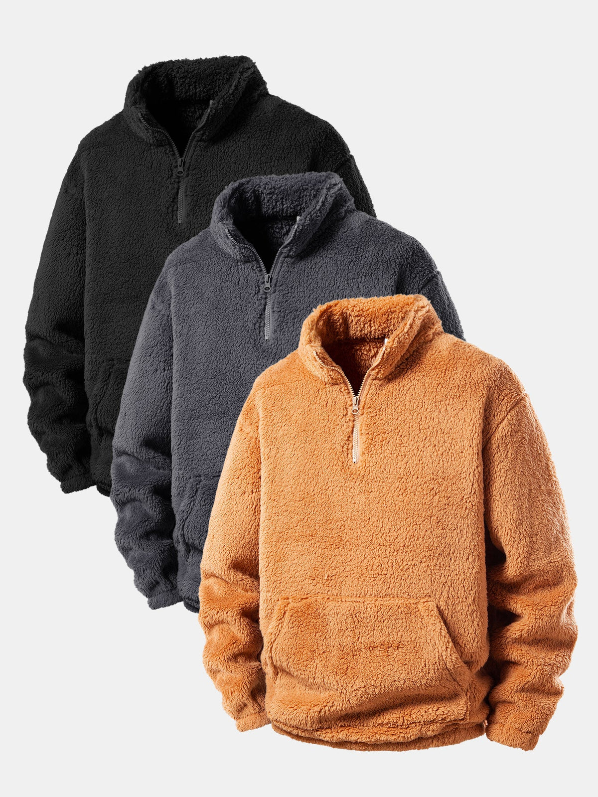 3 Pieces Quarter Zip Teddy Sweatshirts