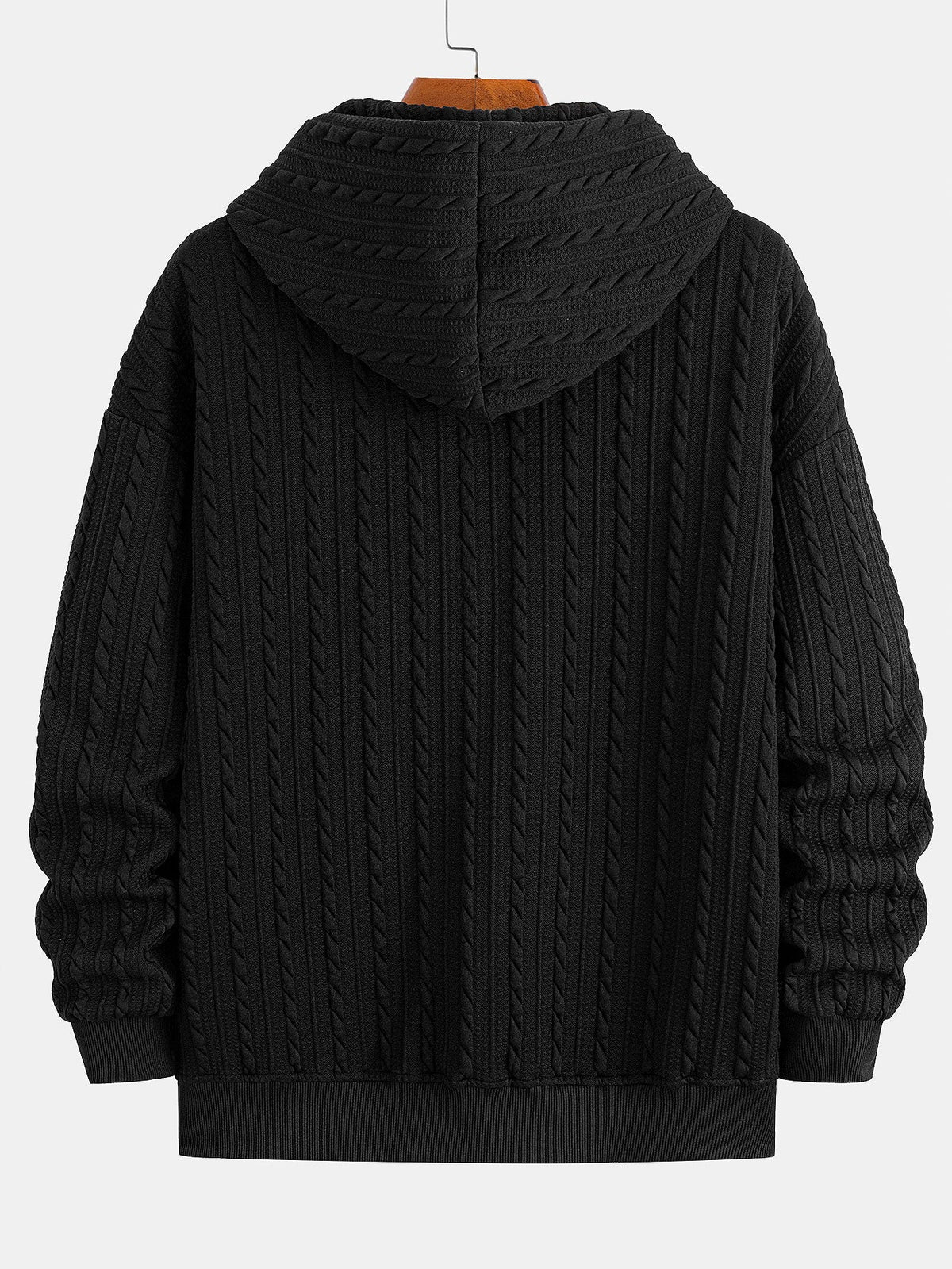 Sweat à capuche zippé en jacquard torsadé coupe décontractée