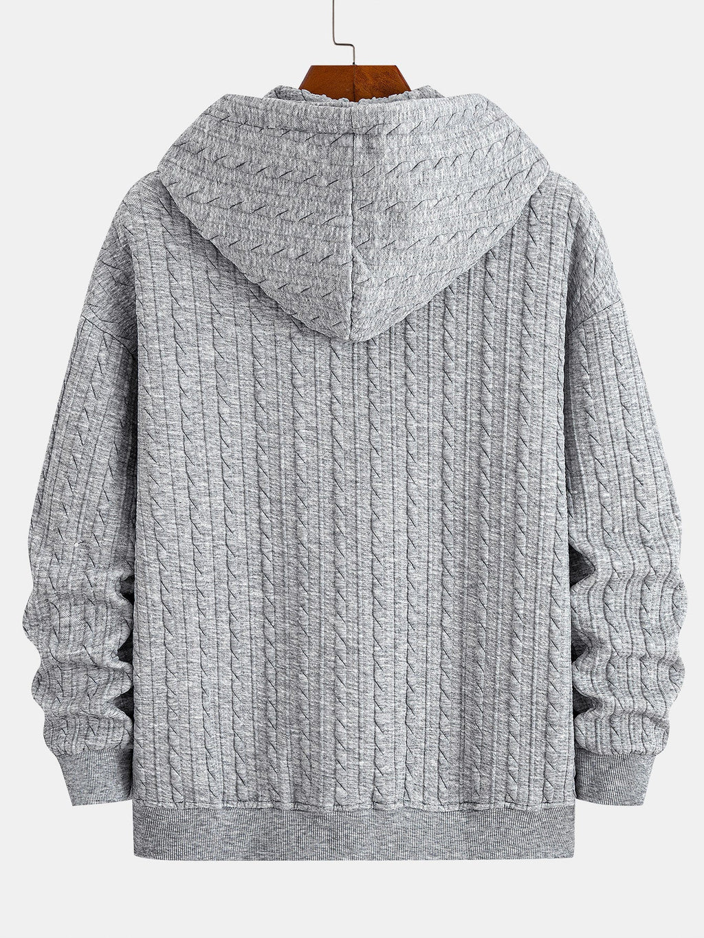 Sweat à capuche zippé en jacquard torsadé coupe décontractée