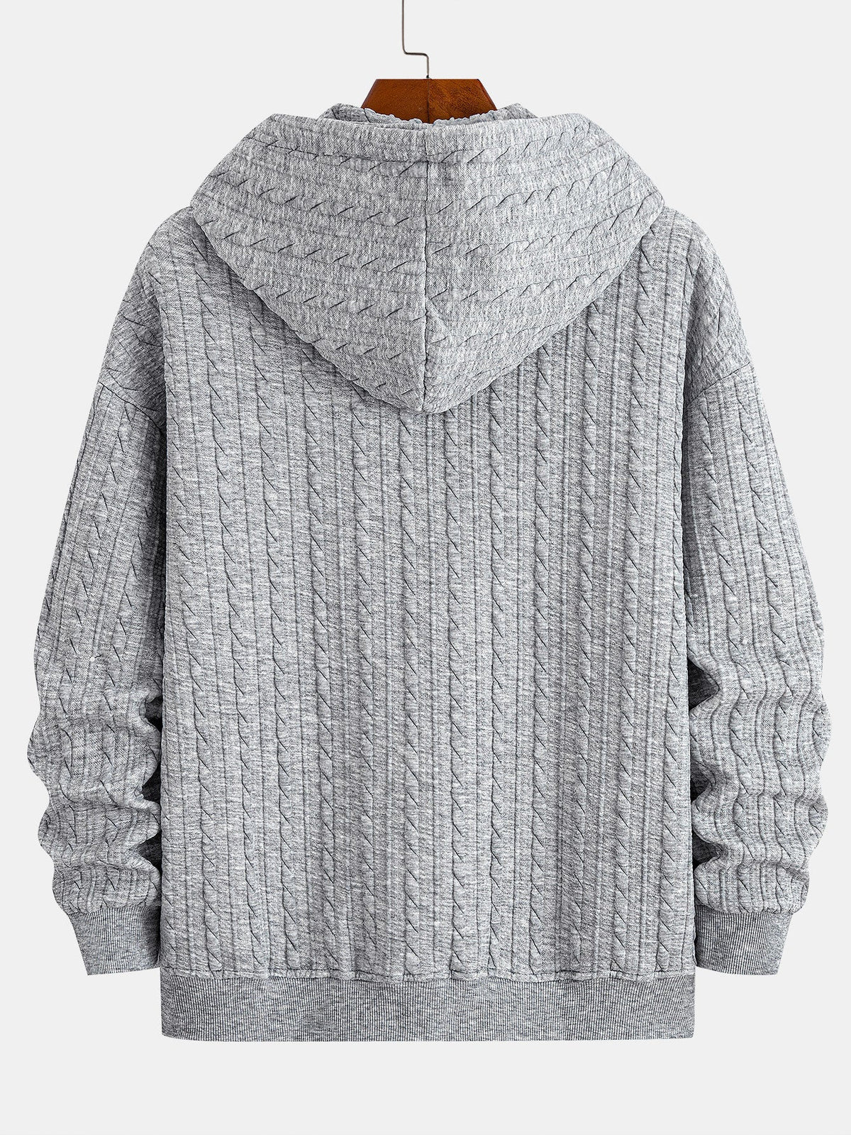Sweat à capuche zippé en jacquard torsadé coupe décontractée