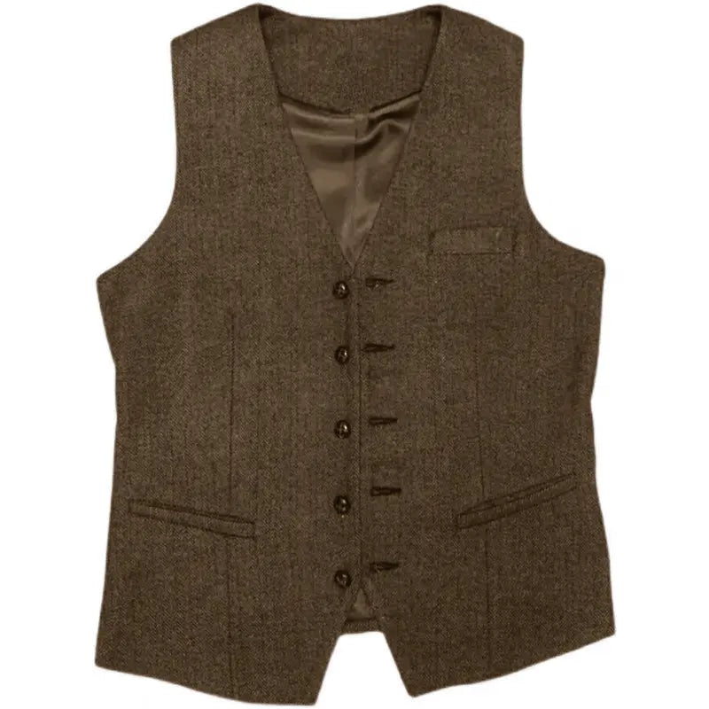 Sweetearing Tweed Suit Men's Vintage Classic Wedding Tuxedos
