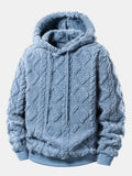 Relax Fit Geometric Jacquard Teddy Fleece Hoodie