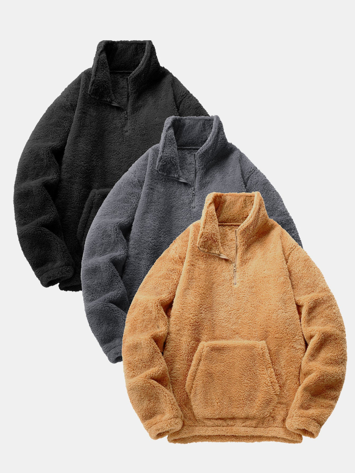3 Pieces Quarter Zip Teddy Sweatshirts