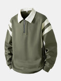 Color Block Zipper Polo Sweatshirt