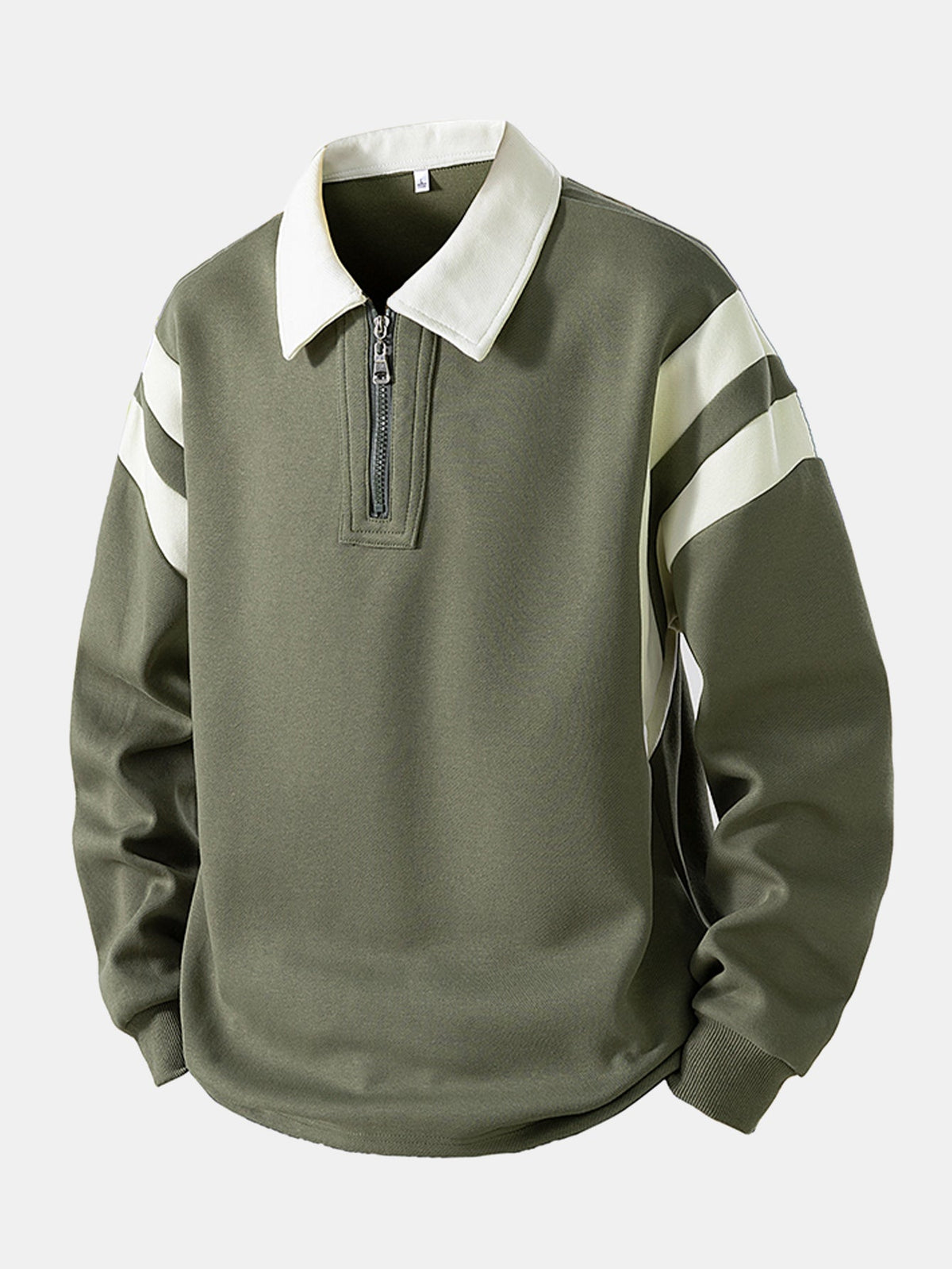 Color Block Zipper Polo Sweatshirt