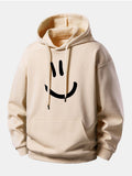 Sudadera con capucha corte relajado y estampado de cara sonriente