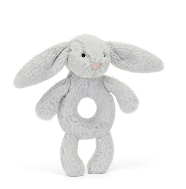 Hochet anneau Jellycat Lapin Bashful argenté 18 cm