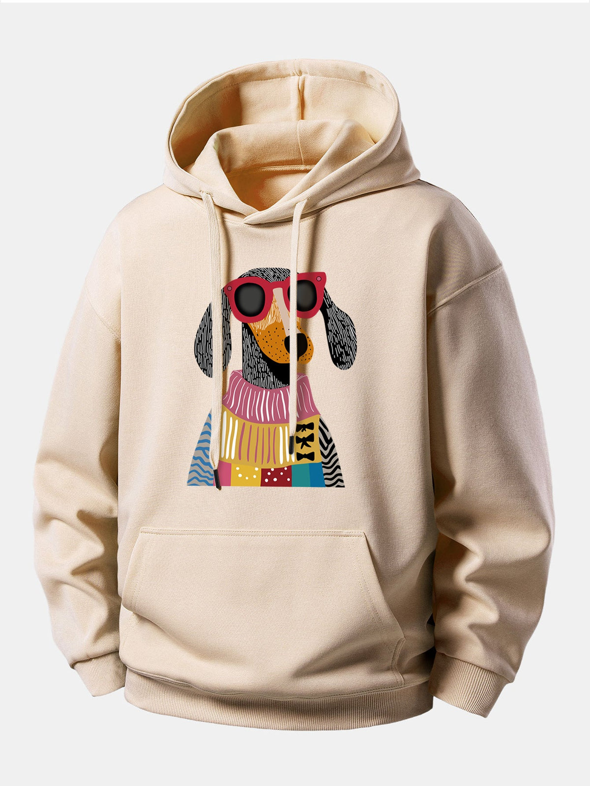 Sweat à capuche coupe décontractée imprimé chien multicolore