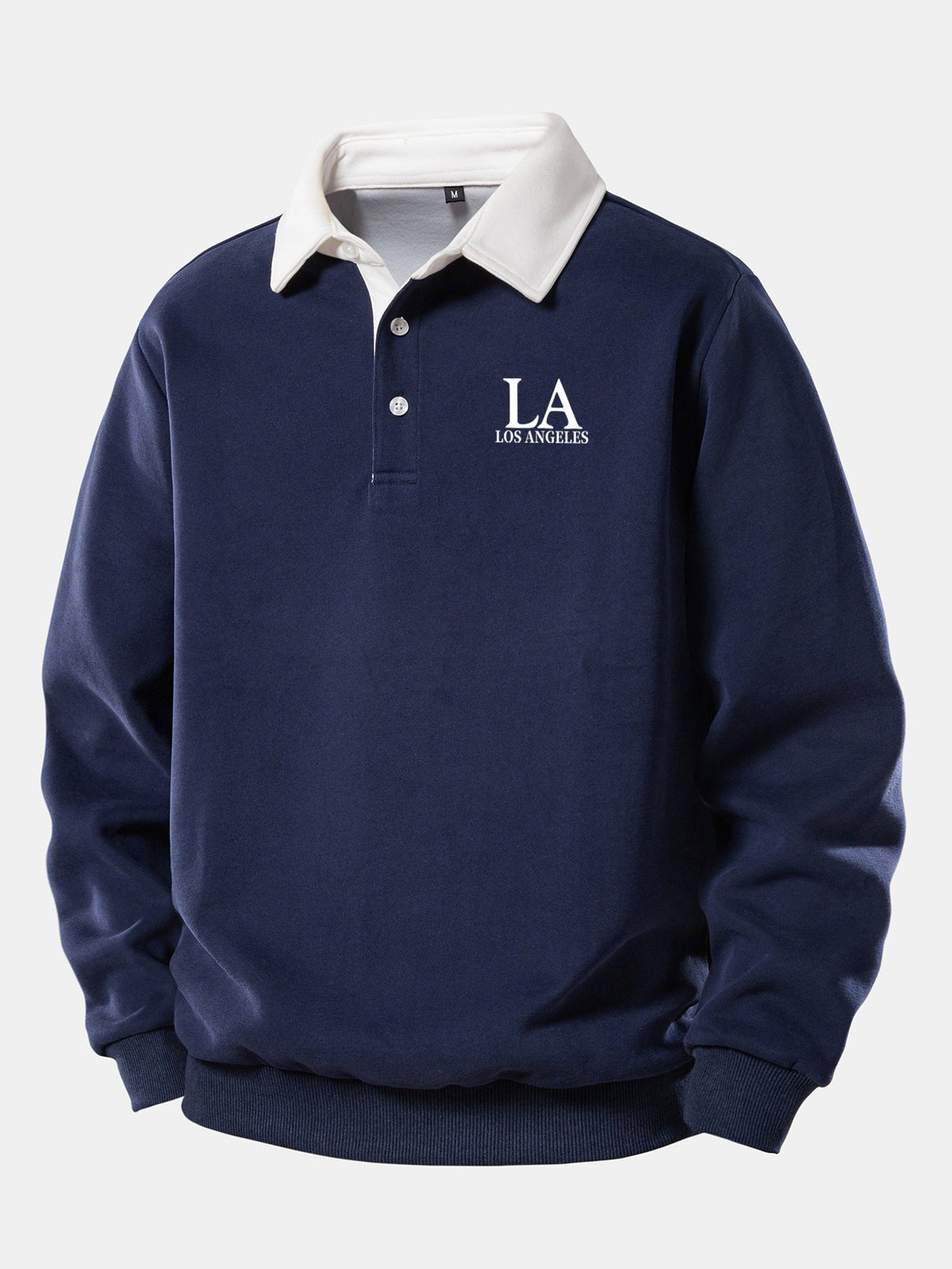 Los Angeles Print Contrast Polo Collar Sweatshirt