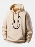 Smiley Face Print Relax Fit Hoodie