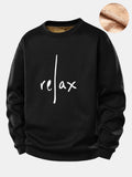 Relax Print Teddy Fleece Lined Sweatshirt