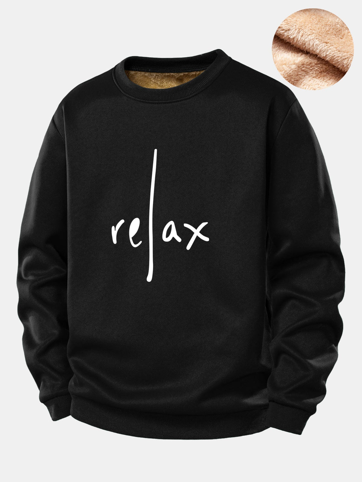 Relax Print Teddy Fleece Lined Sweatshirt