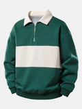 Relax Fit Contrast Zipper Polo Sweatshirt