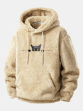 Sudadera con capucha y peluche bordado de gato negro