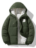 Teddy Lined Corduroy Hooded Puffer Coat