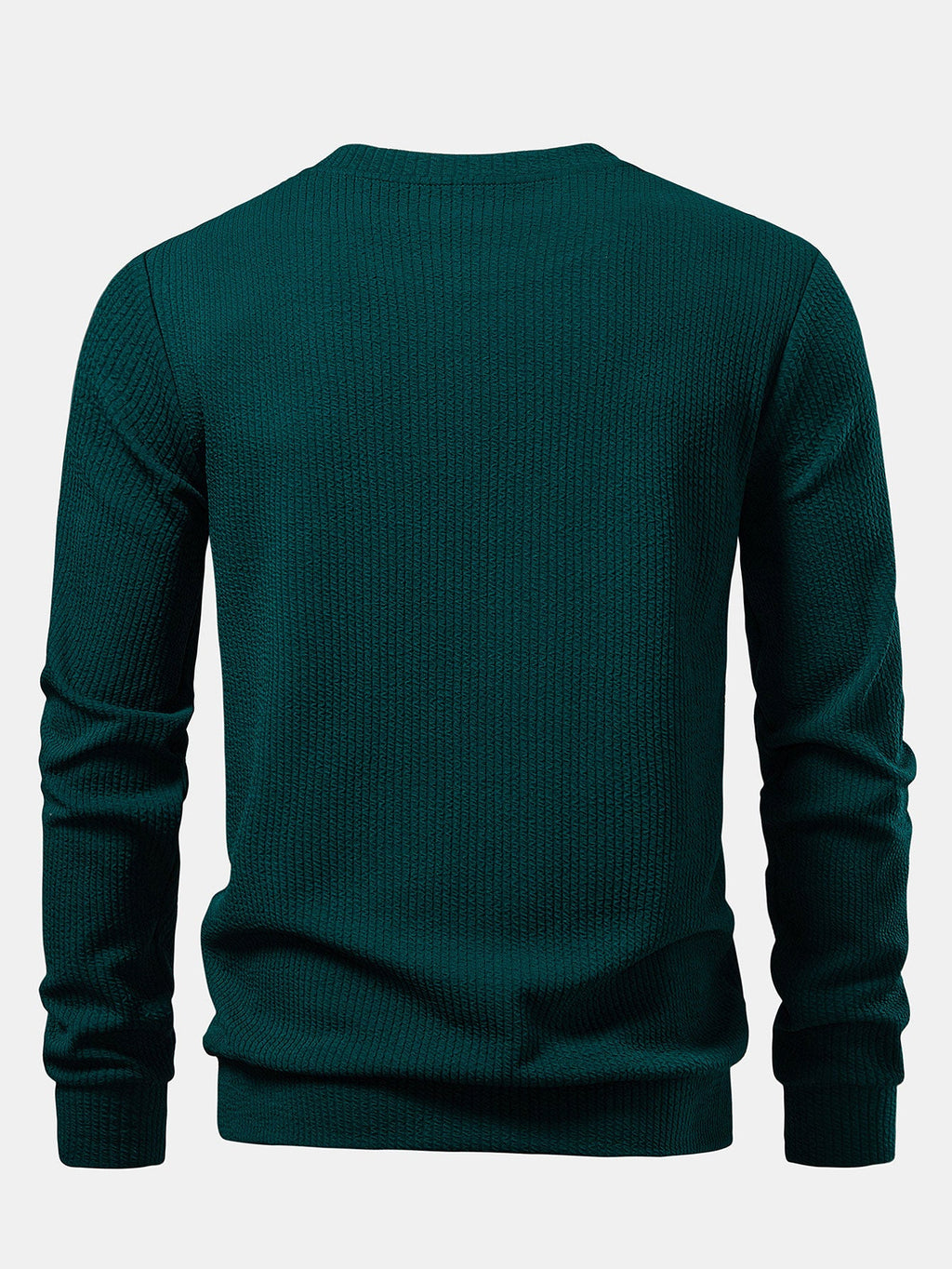 Ribbed Textured Crew Neck Sweatshirt