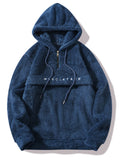 Sweat à capuche zippé à mi-hauteur avec broderie de lettres