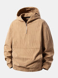 Pull à capuche et demi-zip en velours côtelé coupe décontractée
