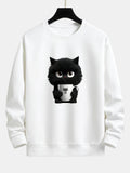 Black Cat Print Relax Fit Sweatshirt