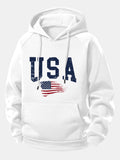 Sudadera con capucha y cordón, estampado de la bandera de EE. UU.