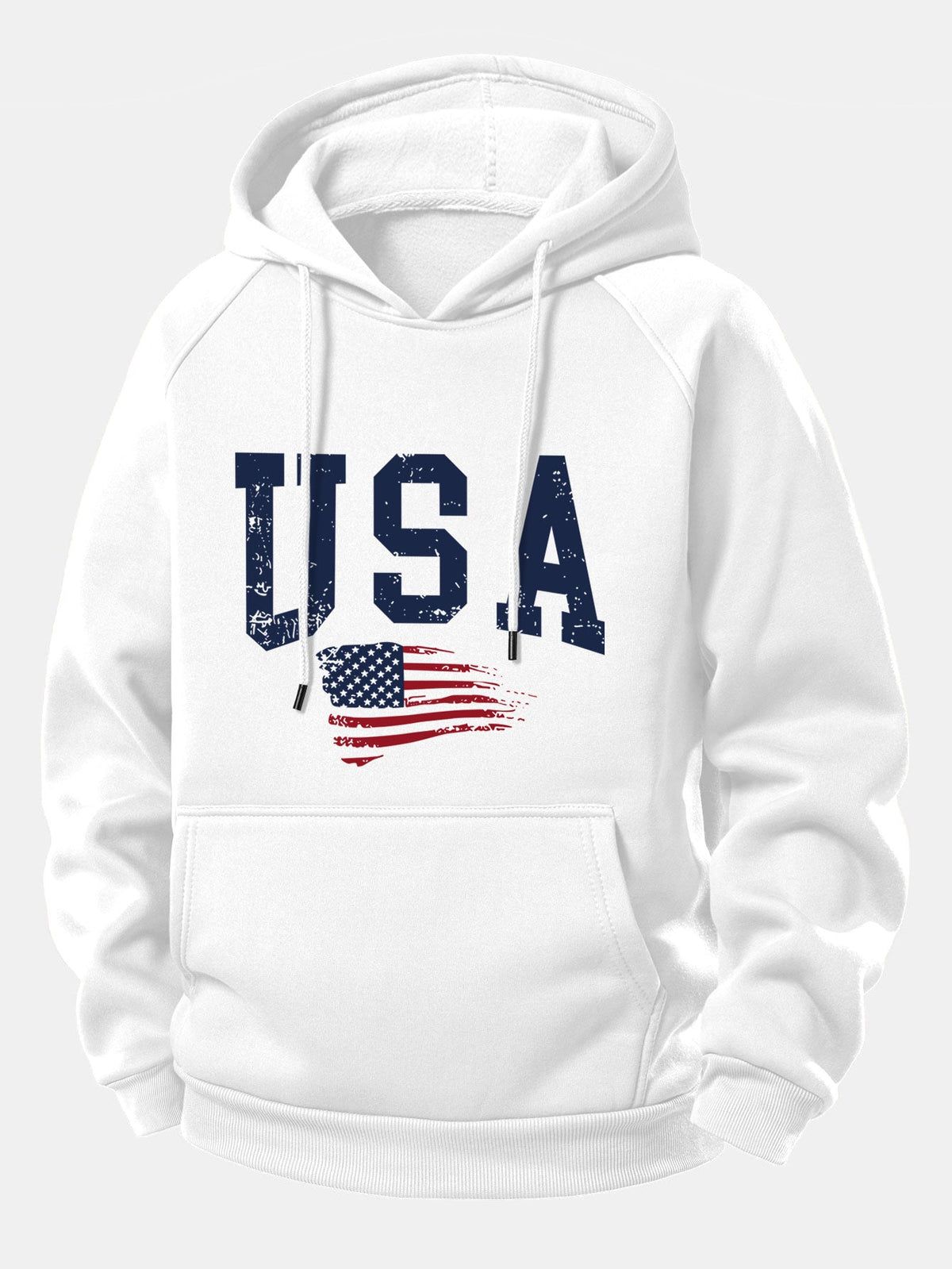 Sudadera con capucha y cordón, estampado de la bandera de EE. UU.