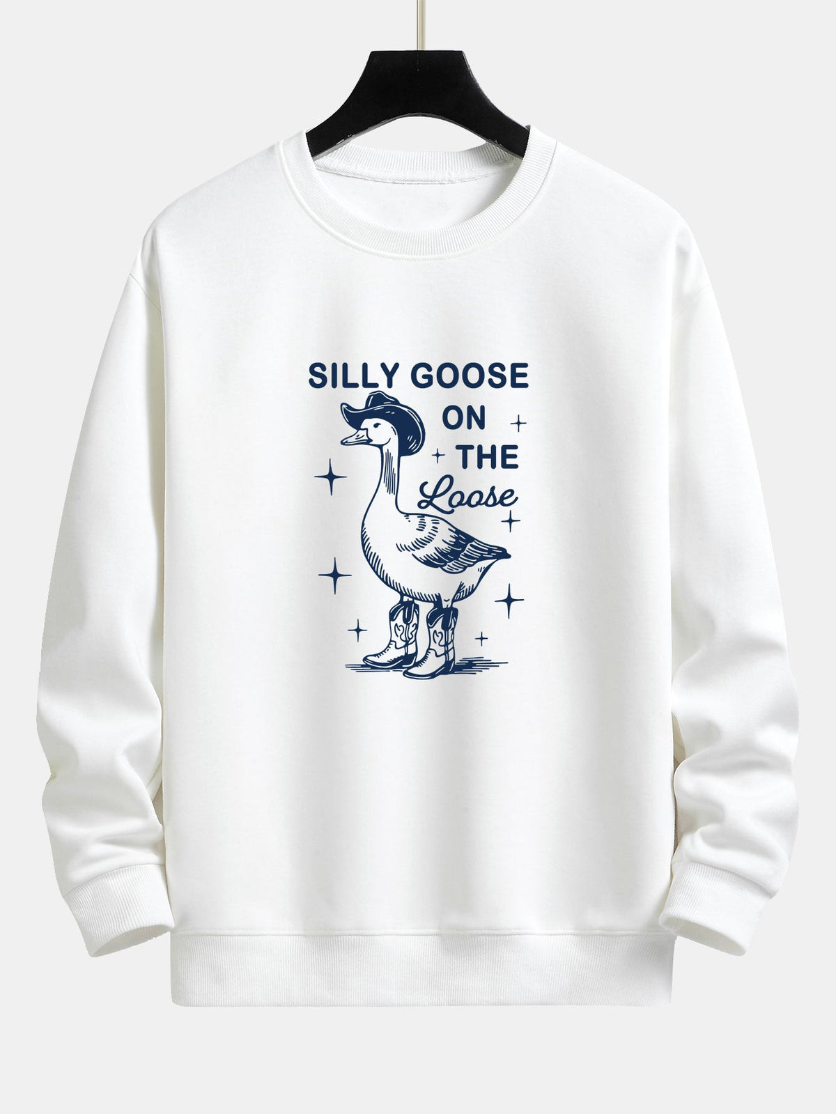 Silly Cowboy Goose Print Relax Fit Sweatshirt