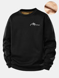 Man Slogan Print Teddy Fleece Lined Sweatshirt
